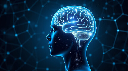 Obraz premium Digital Human Brain with Neural Network Connections