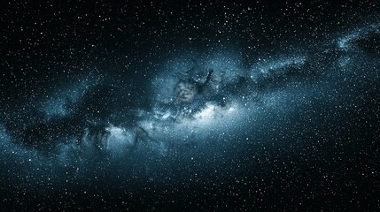 Fototapeta premium A vast expanse of starry night sky with a prominent galaxy.