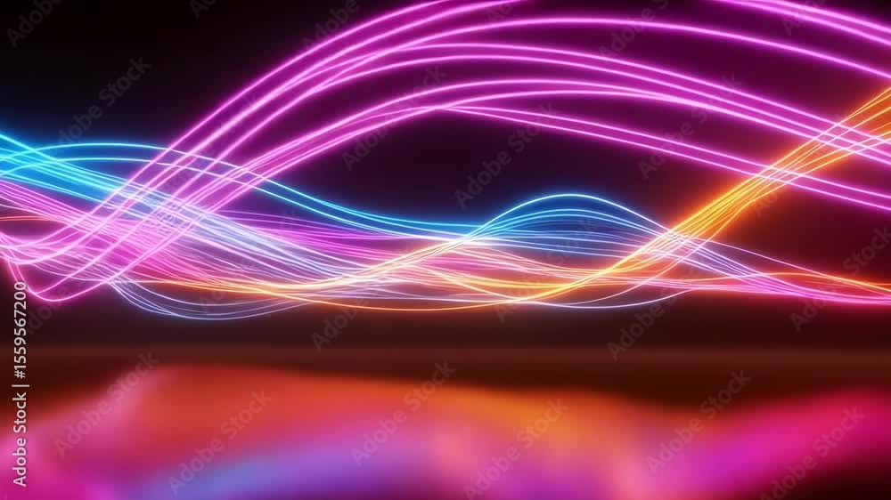 Aufkleber abstract neon light waves create a vibrant and colorful background with reflections