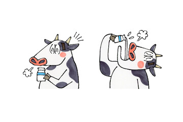 牛と牛乳瓶