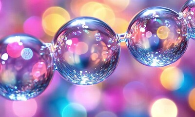 Multi-colored bubbles with bokeh - Powered by Adobe