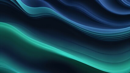 Dark navy to jade gradient featuring flowing ripple waves adds movement and depth