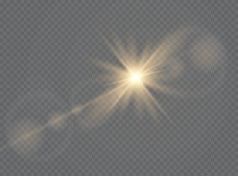 Sunlight translucent special light effect design. Vector blur in radiance light. Isolated sunlight transparent background. Decor element. Horizontal beams of light.