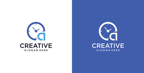 A initial logo icon digital clock