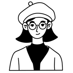 Cute girl with hat icon illustration
