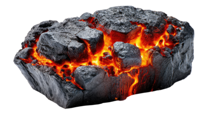 Lava rock: An amazing image depicts a volcanic rock revealing glowing orange lava within the heart, showcasing the power and beauty of earth's geological processes.