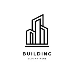 Fototapeta premium real estate logo , Minimalist building logo design with simple line drawing on white background , transparent background , no background