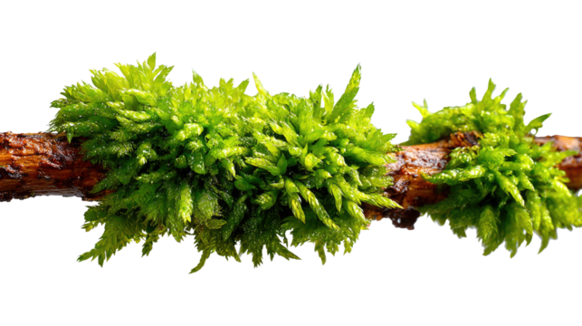 Emerald Branch Embrace: A detailed macro shot reveals vibrant green moss clinging delicately to a weathered branch. A testament to nature's resilient beauty and intricate design.