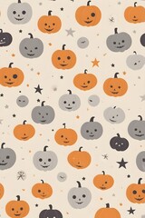 Fototapeta premium Adorable Halloween Pumpkin Pattern Cute Jack-o'-Lantern Design for Fall