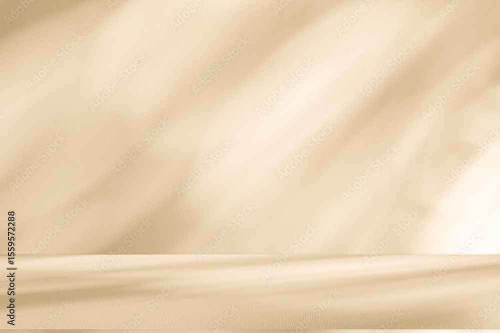 Aufkleber wall interior background, studio and backdrops show products. with leaf shadow from window color bei