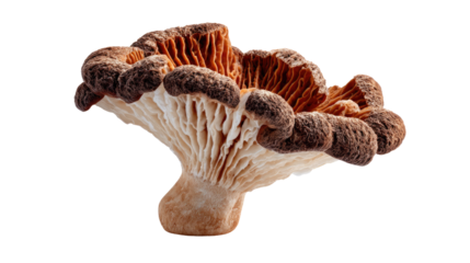 Majestic Mushroom: An isolated, beautifully detailed, agaric mushroom stands tall, capturing the intricate textures and patterns of nature's design.