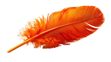 Fiery Feather's Dance: An intricate and captivating depiction of a single orange feather gracefully drifting in the air, this image captures the delicate details of nature's artistry.
