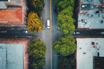 Aerial view captures urban landscape amidst greenery in San Francisco, Aerial view of San Francisco