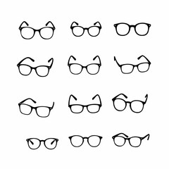 Set of Various Eyeglasses Silhouettes