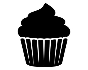 cupcake silhouette icon vector, chocolate cupcake silhouette