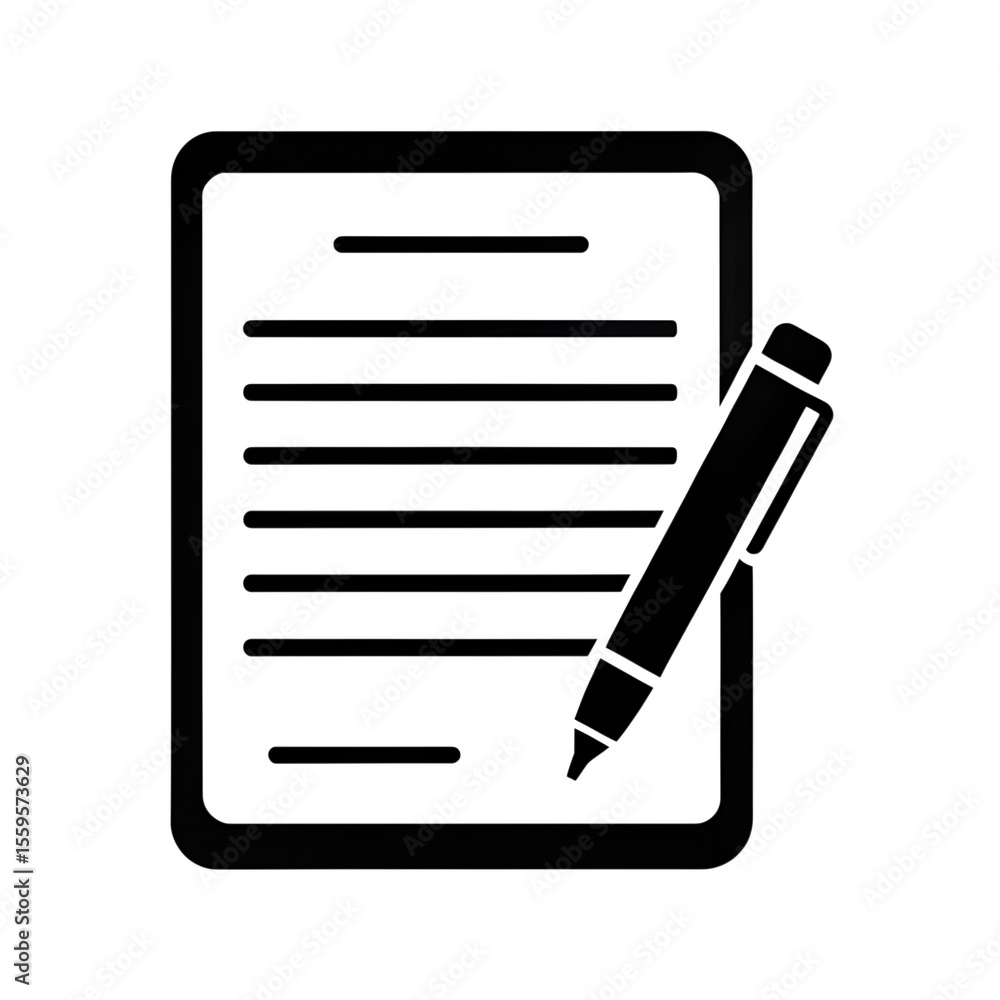 Poster a document with a pen icon, isolated on transparent background