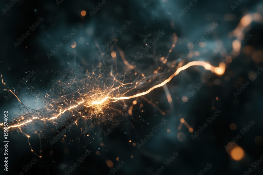 Poster spark particle special effect with alpha metal friction producing dynamic light effects in dark envi