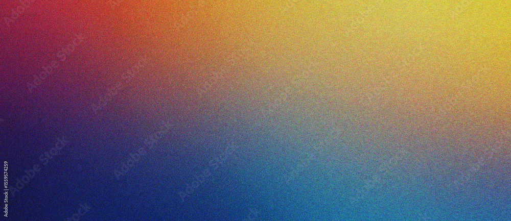 Poster yellow, cyan and coral gradient visual composition with dreamy soft grain and noise texture for prod