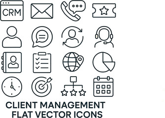 Fototapeta premium Client management flat vector icons 