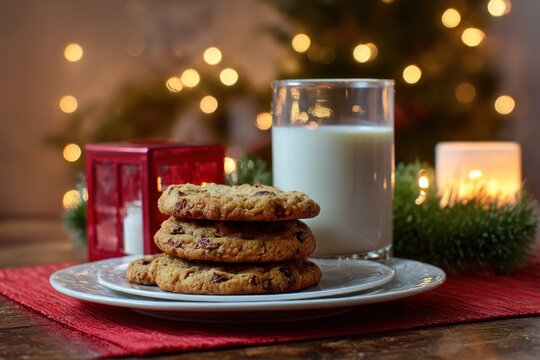 Christmas cookies and milk - Powered by Adobe