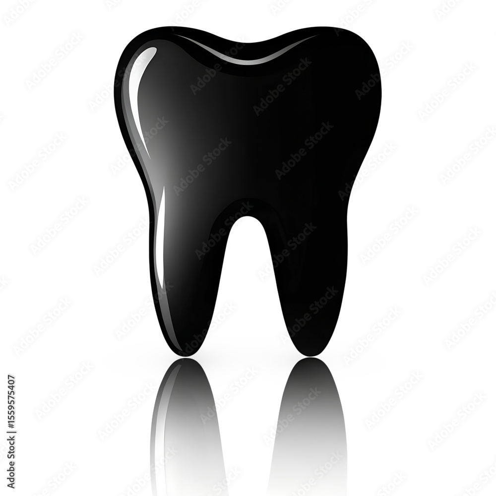 Poster a shiny white tooth with a clean reflection, isolated on transparent background