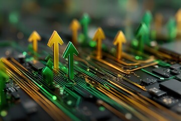 Circuit board with upward arrows