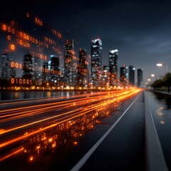 Fototapeta premium City at night, digital overlay