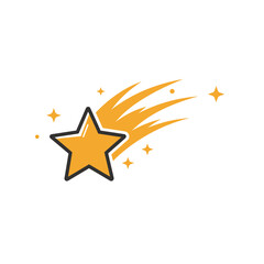 Golden Shooting Star Icon: Celestial Design Element