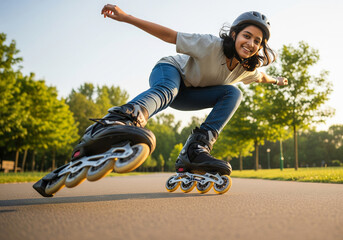 Young kid on rollerblades 