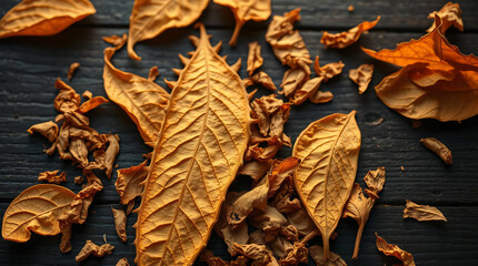 Close-up of dried tobacco leaves