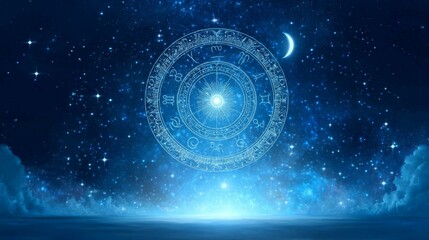 Obraz premium Celestial Zodiac Chart Night Sky Illustration