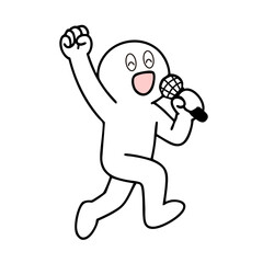 ジャンプしながら熱唱する棒人間