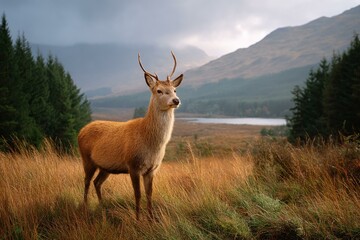 Majestic Red Deer in Scottish Highlands