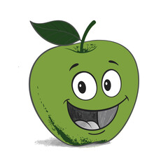 Funny Apple Cartoon Coloring Pages For Kids