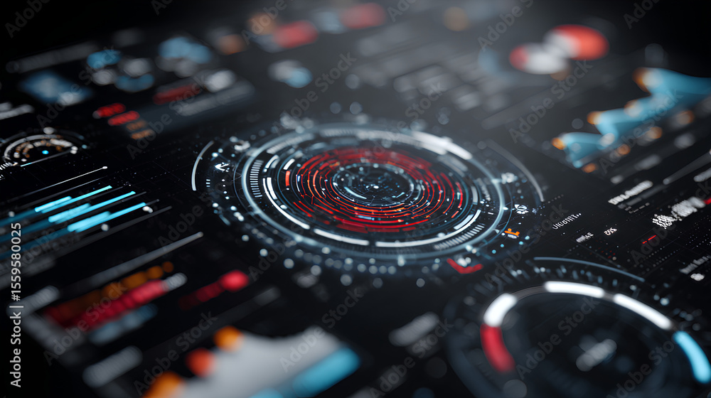 Poster futuristic interface showing customer data analytics and ai-driven target audience identification. i
