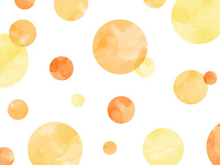 水玉模様の水彩背景 オレンジ