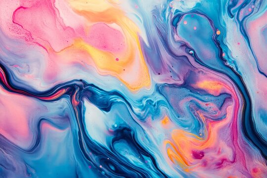 Abstract creative color flow mix with paint. Marbling effect background