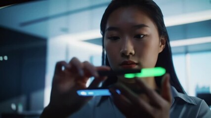 Person using futuristic touchscreen interface - Powered by Adobe