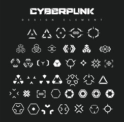 Cyberpunk abstract graphic elements in neon glitch style
