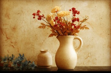 Vintage Flowers in a Ceramic Pitcher