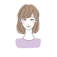 シンプルできれいなミディアムへア女性のベクターイラスト