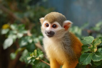 Fototapeta premium Cute Squirrel Monkey in Natural Habitat