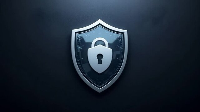 Cybersecurity Shield with Padlock Icon - Data Protection and Security Concept