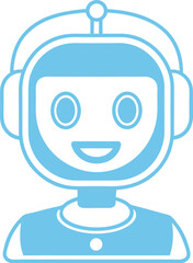 Chatbot Silhouette Line Art Vector Illustration On White Background