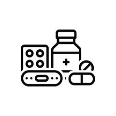 Black line icon for medicine