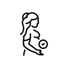 Black line icon for pregnant