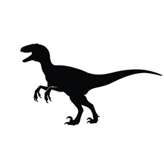 Velociraptor Running Silhouette Vector