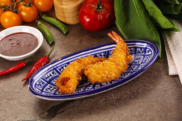 Crispy breaded golden fried prawns