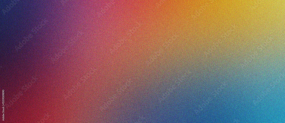 Poster orange, cyan and indigo gradient artistic faded background with noise texture for print and branding