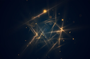 Golden glowing lights effects, abstract magic Illustration. Graphic concept for your design